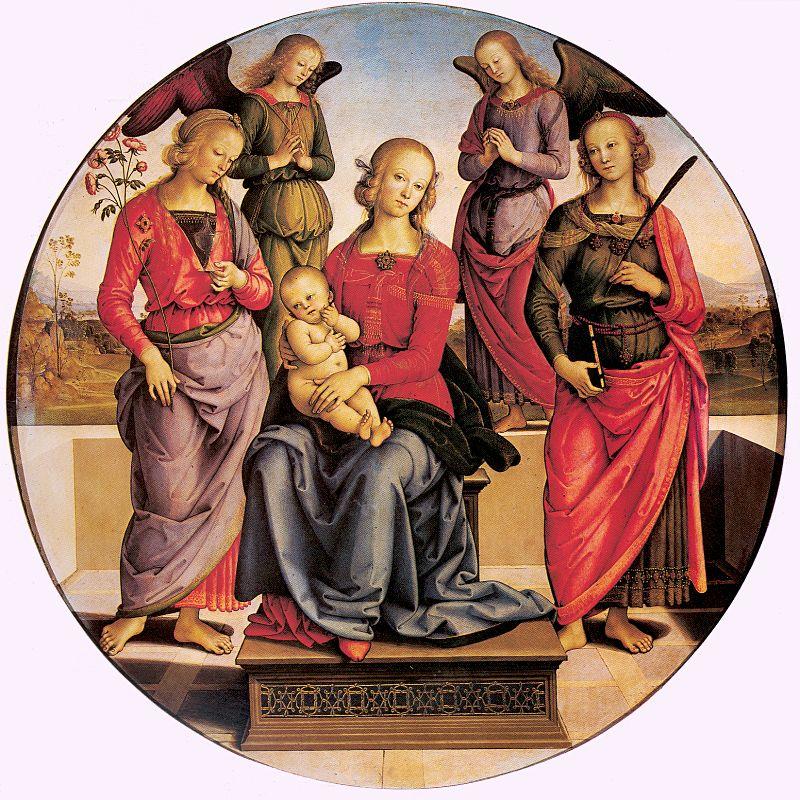 PERUGINO, Pietro Madonna Enthroned with Child and Two Saints France oil painting art